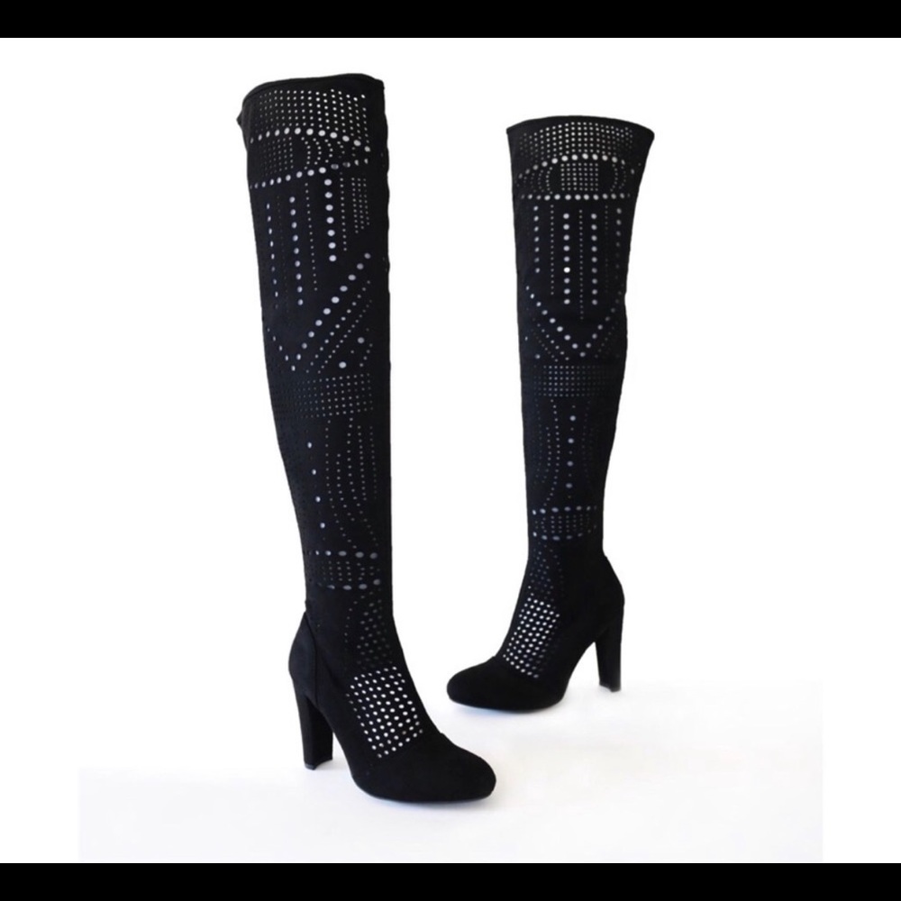 NEW Killer Over The Knee Boots Black Size 6 - Picture 2 of 8